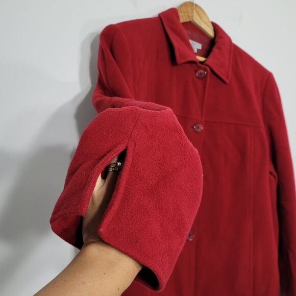 Vintage Jax Essentials Red Cashmere Wool Blend Jacket Coat Lined Pocket - Picture 4 of 11